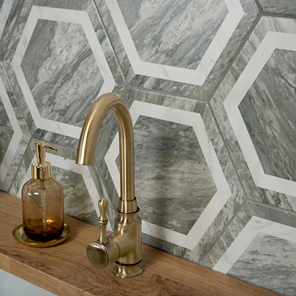Bardiglio Hexagon Deco - Hyperion Tiles