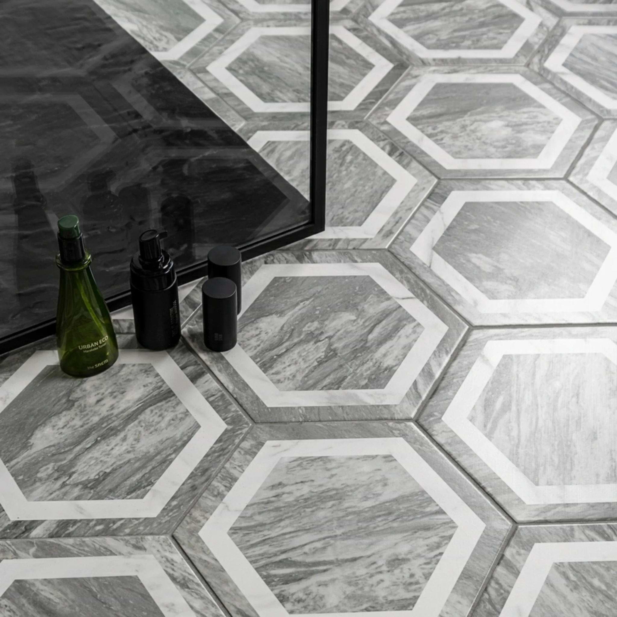 Bardiglio Hexagon Deco - Hyperion Tiles