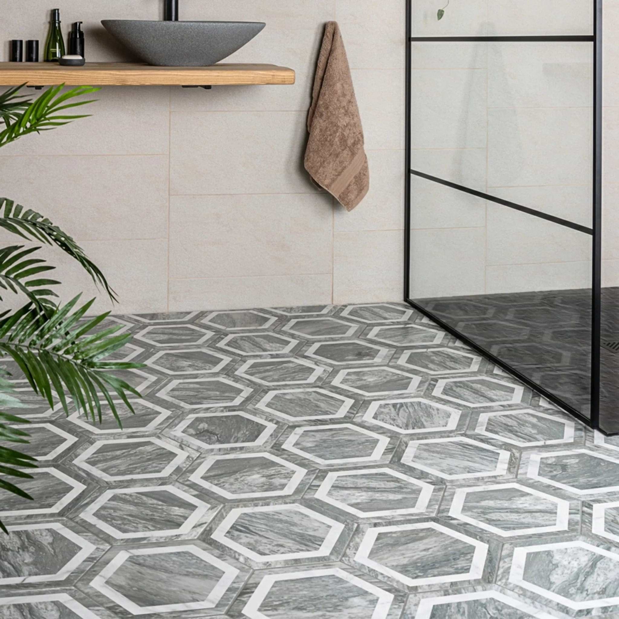 Bardiglio Hexagon Deco - Hyperion Tiles