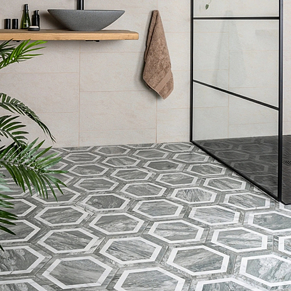 Bardiglio Hexagon Deco - Hyperion Tiles