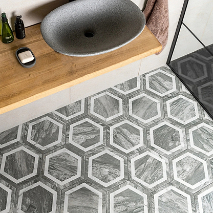 Bardiglio Hexagon Deco - Hyperion Tiles