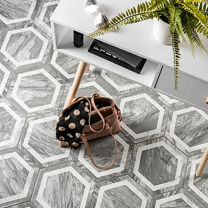 Bardiglio Hexagon Deco - Hyperion Tiles