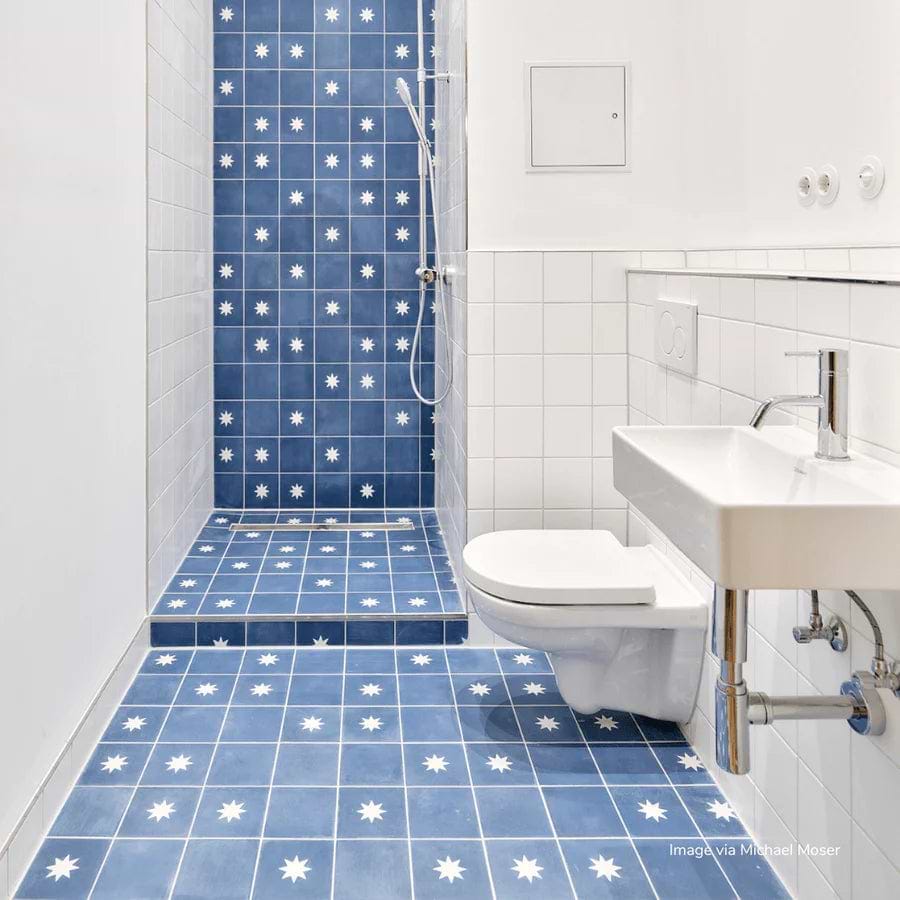 Bert And May Tiles - Encaustic 15 x 15 x 1.8cm Sold by 1m² Luna Sapphire Tile