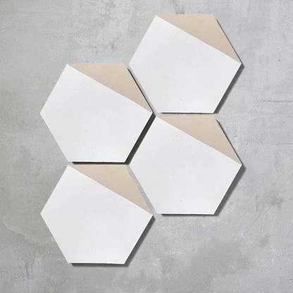 Bert And May Tiles - Encaustic 23 x 20 x 1.5cm Sold by 1m² Pearl & Brighton Stone Hexagonal Split