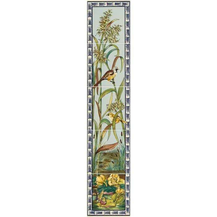 Birds And Butterfly 5 Tile Set on Colonial White - Hyperion Tiles