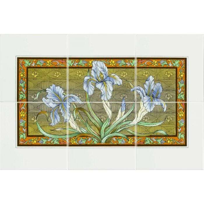 Blue Iris 6-Tile Panel On Brilliant White - Hyperion Tiles