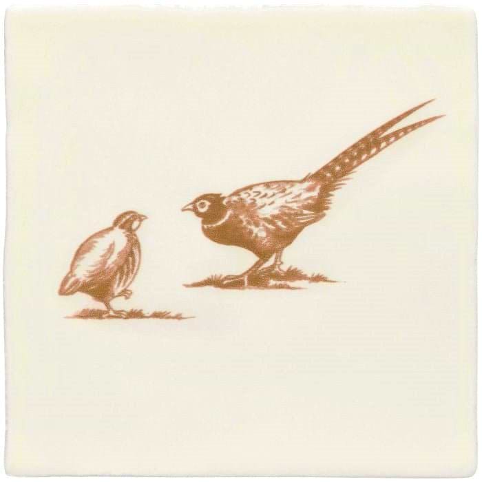 Brace of Pheasant Sepia on Palomino - Hyperion Tiles