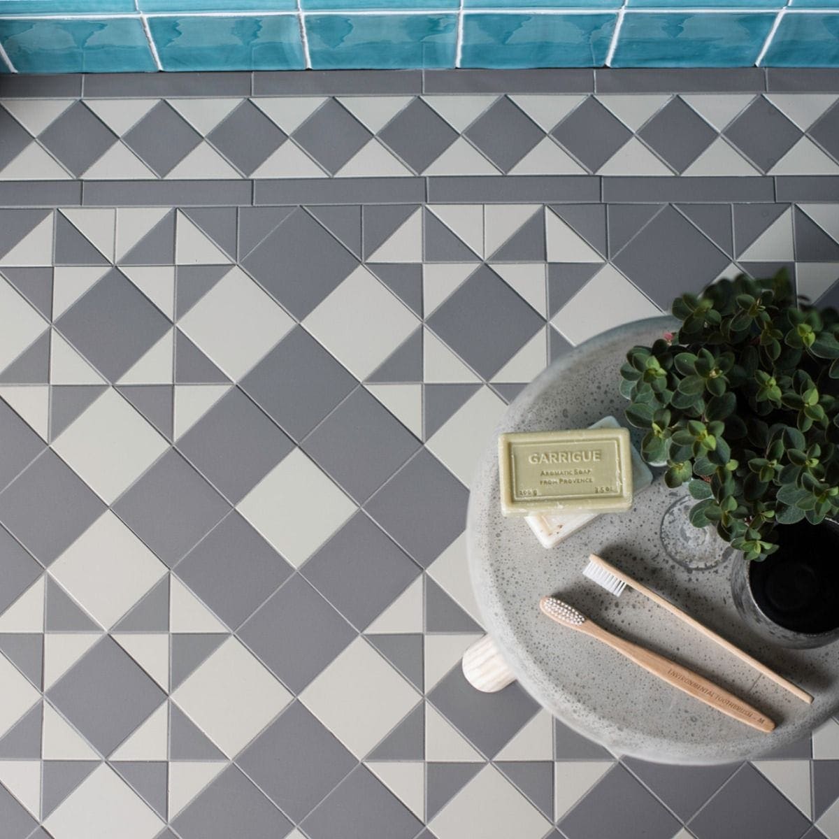 Braemar Revival Grey and Dover White - Hyperion Tiles