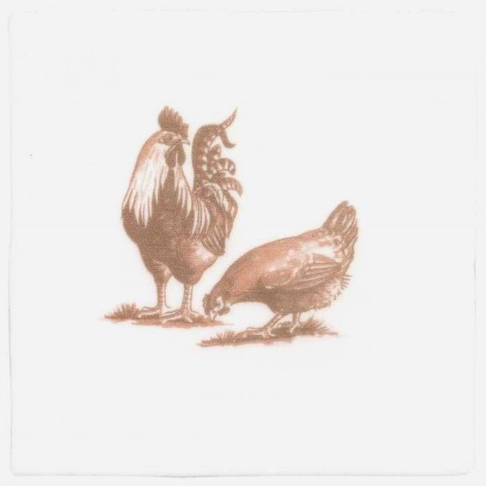 Brood of Chickens Sepia on Cotton - Hyperion Tiles