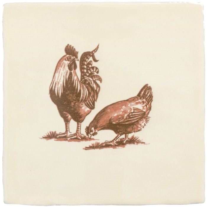 Brood of Chickens Sepia on Palomino - Hyperion Tiles
