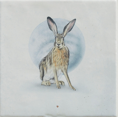 Ca’ Pietra Tiles - Ceramic Moon Backed Hare 12.5 x 12.5cm Wiltshire Hares By Joanna May