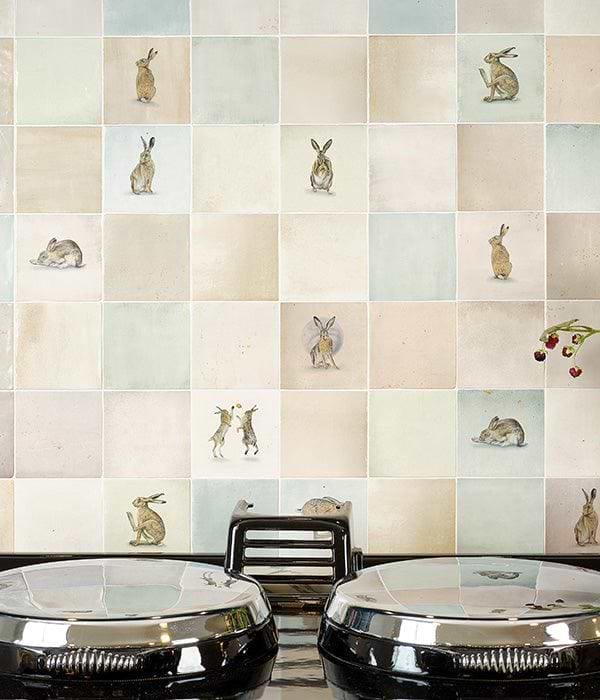 Ca’ Pietra Tiles - Ceramic Wiltshire Hares By Joanna May