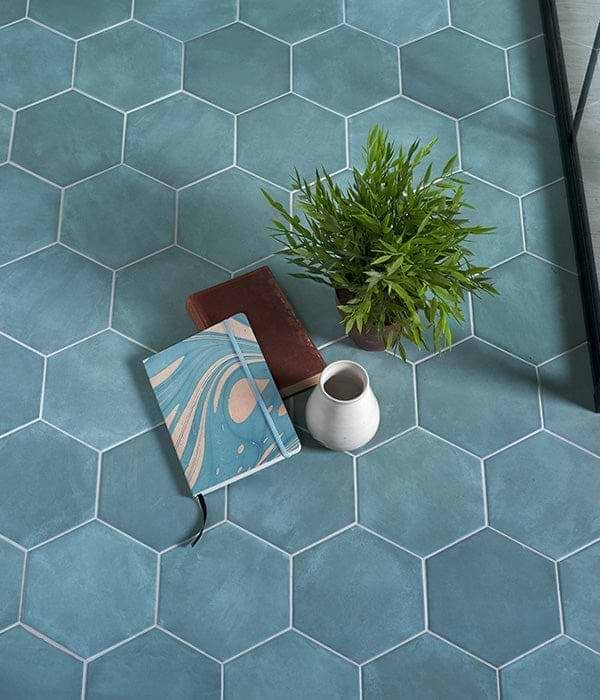 Ca’ Pietra Wall &amp; Floor Tiles 14 x 16 x 0.8cm Medina Hexagon Porcelain Aqua