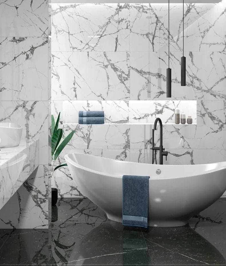 Ca' Pietra Wall & Floor Tiles 60 x 120 x 1cm Sold by 1.44m² Marble Luxe Porcelain Iceberg