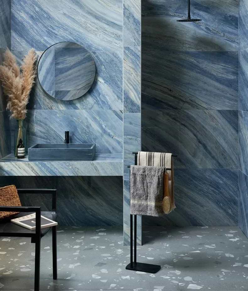 Ca' Pietra Wall & Floor Tiles 60 x 120 x 1cm Sold by 1.44m² Marble Luxe Porcelain Palissandro Blue