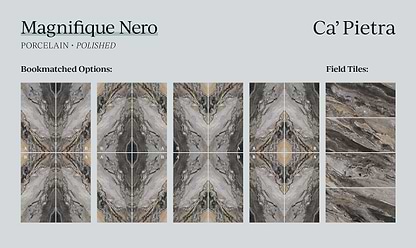 Magnifique Porcelain Polished Nero Bookmatched - Hyperion Tiles