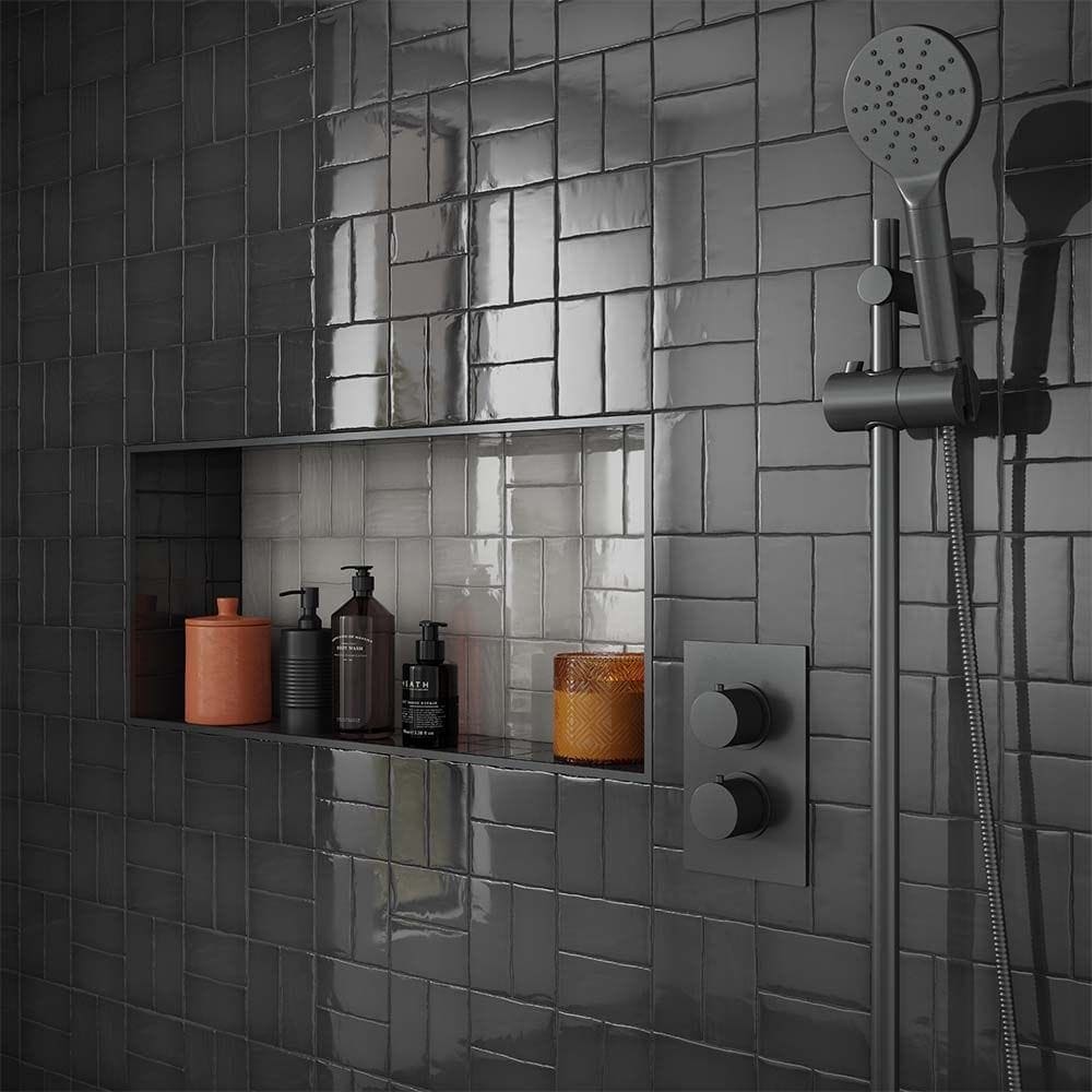 Clay Smoke Ceramic Glazed Wall Tile 65x130mm - Hyperion Tiles