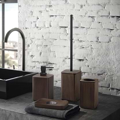 Origins Living Bathroom Accessories 95 x 470 x 95mm Dafne Toilet Brush Dark Bamboo