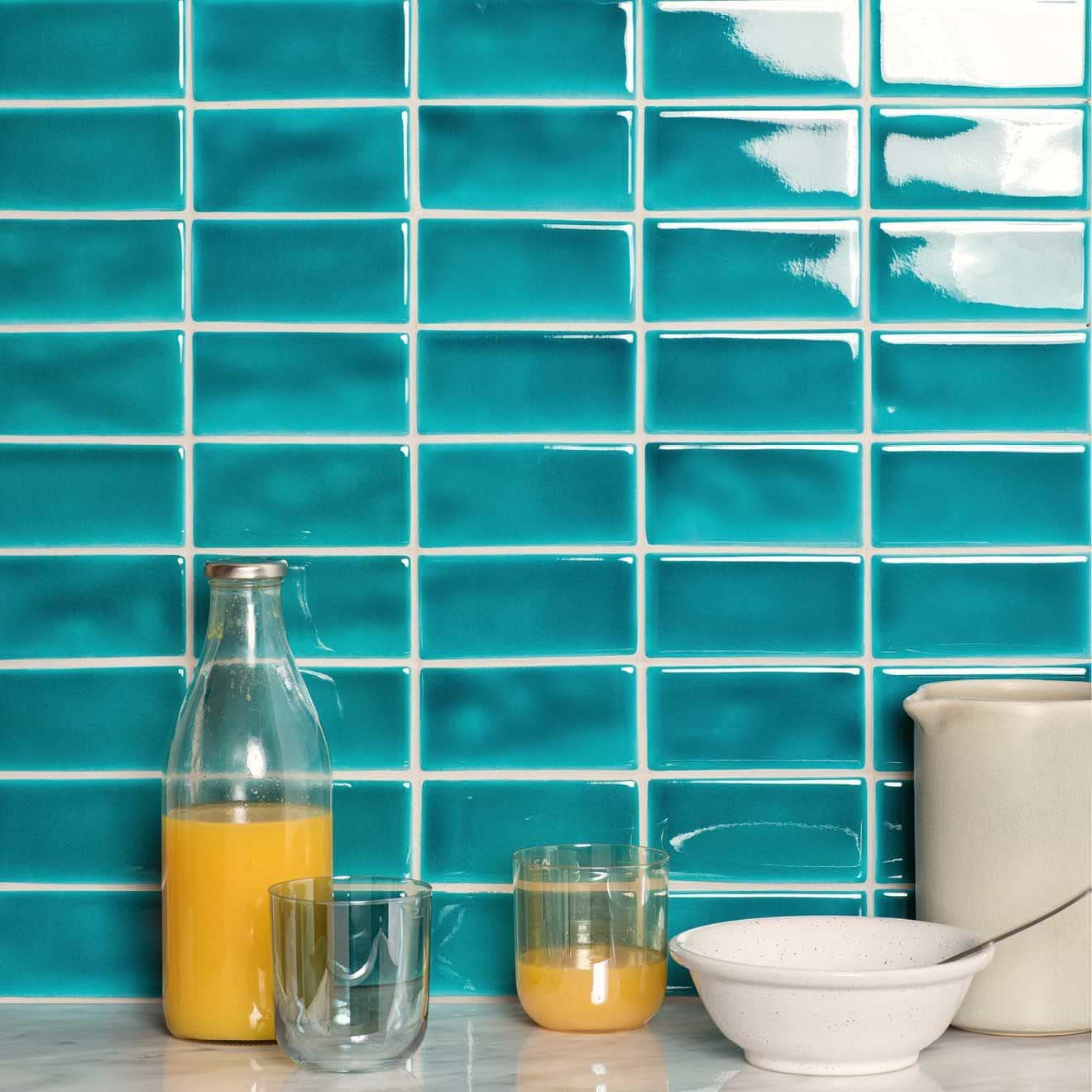 Deep Turquoise Half Tile - Hyperion Tiles