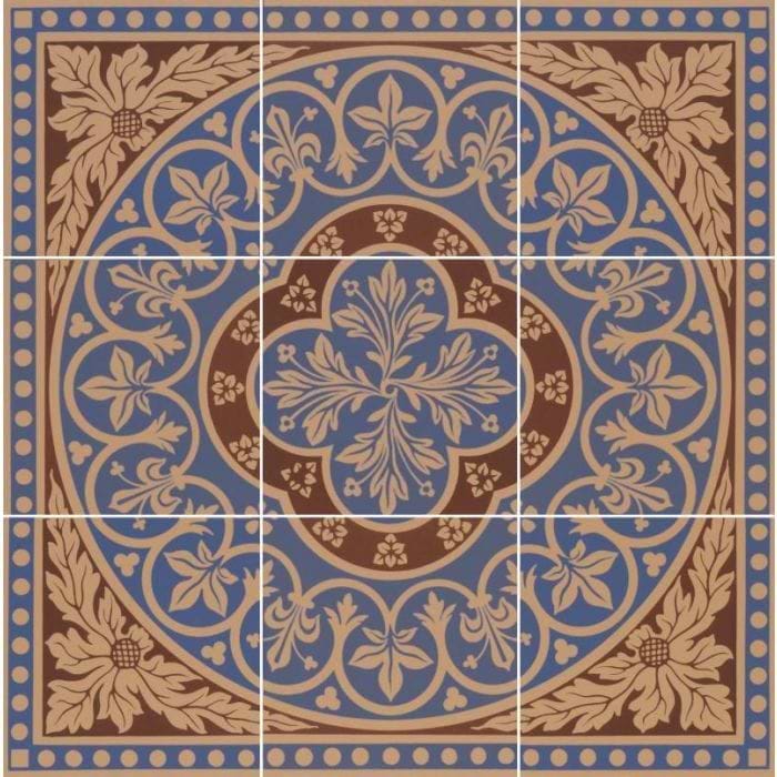 Original Style Tiles - Victorian Disraeli 9 Tile Set Blue