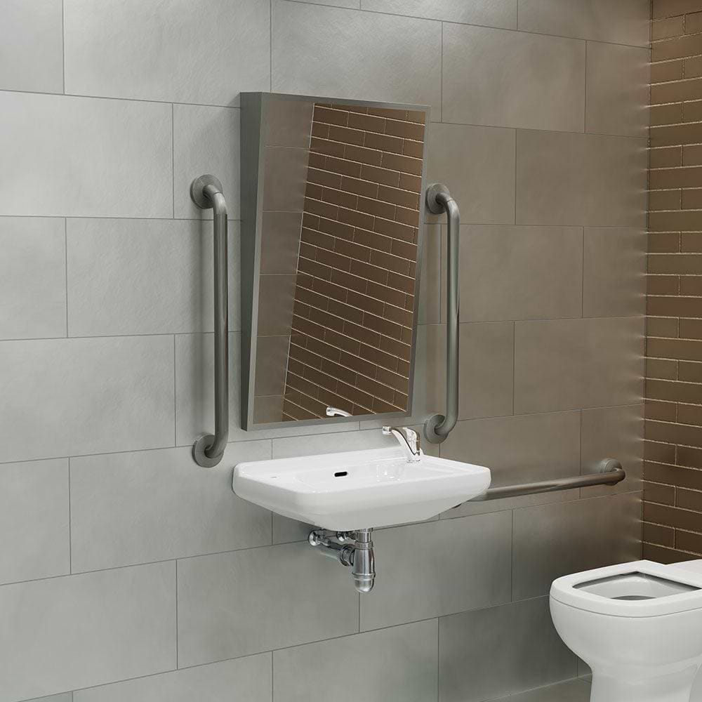 Origins Living Bathroom Mirrors 500 x 800 x 100mm Docklands Inclusive Angled Mirror Brushed Stainless Steel