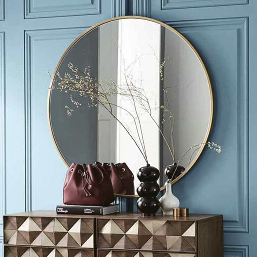 Docklands Round Mirror 60cm Brushed Brass - Hyperion Tiles