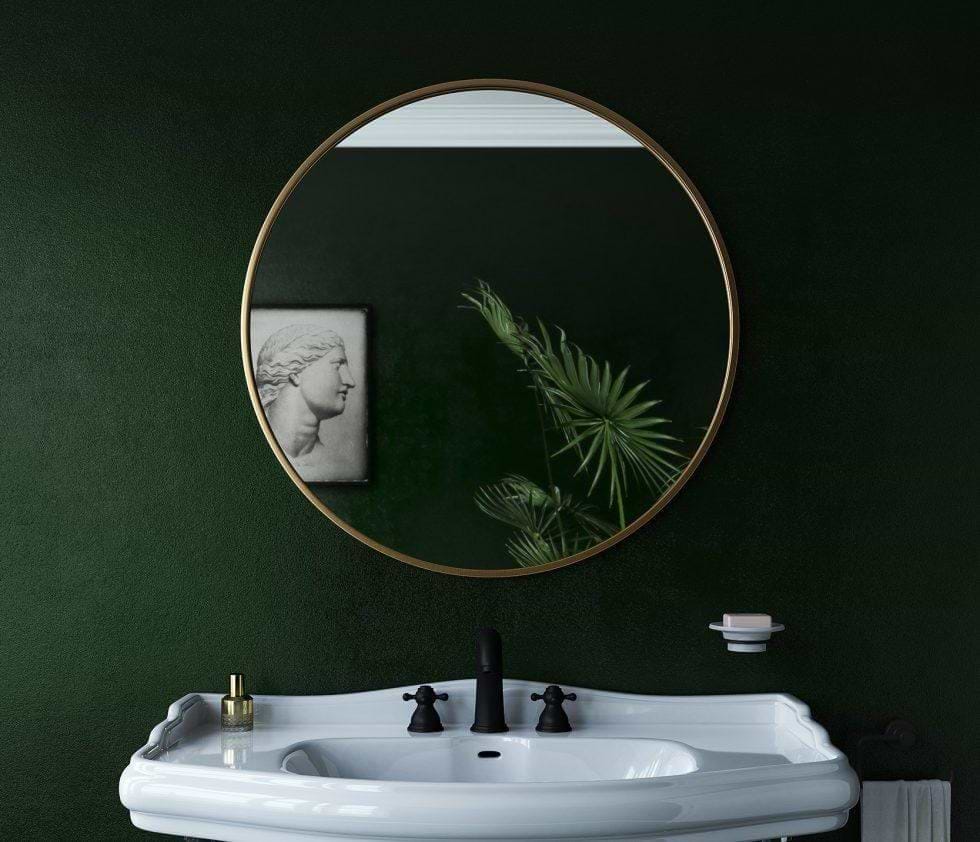 Docklands Round Mirror 60cm Brushed Brass - Hyperion Tiles
