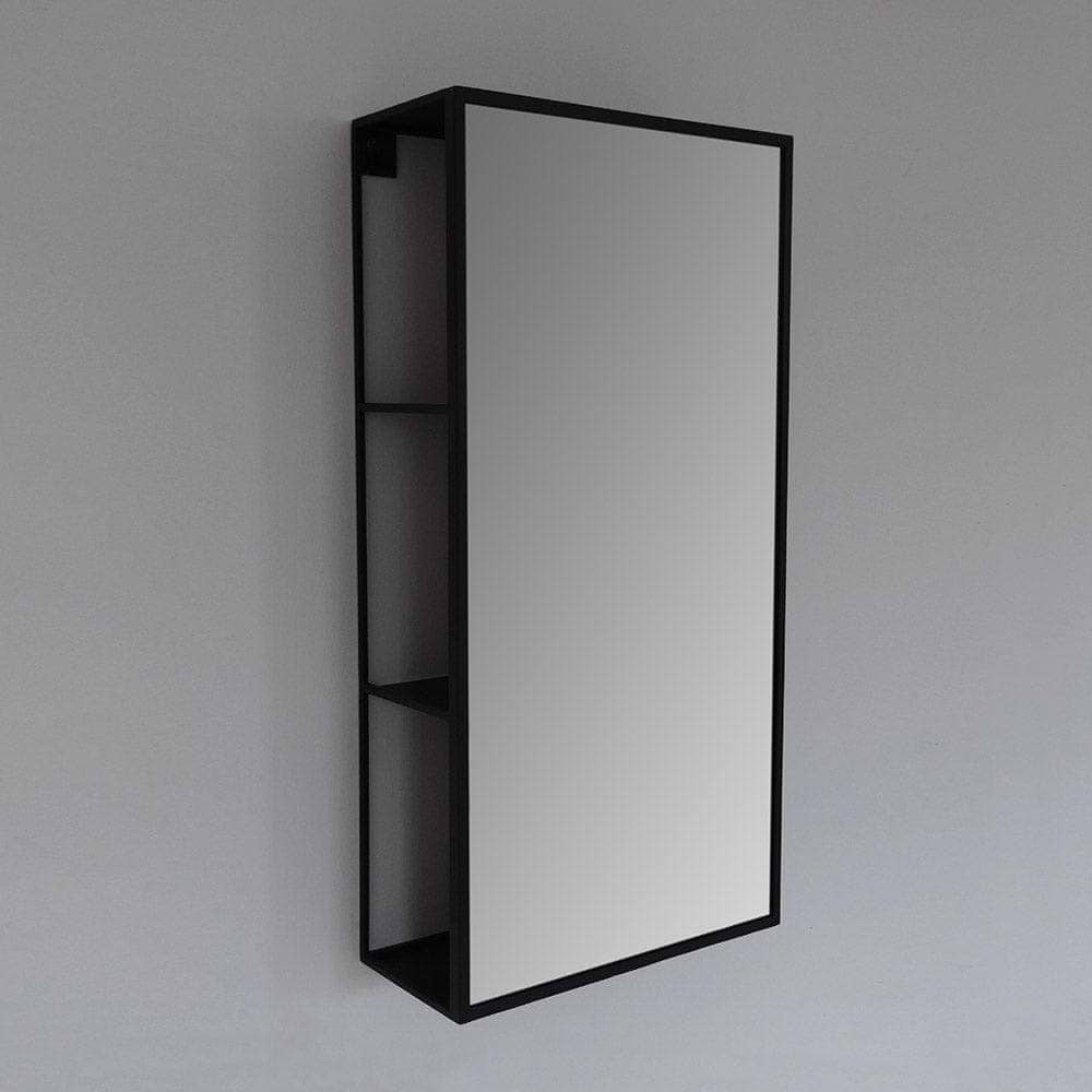 Origins Living Bathroom Storage 300 x 600 x 13mm Dockside Mirror with Open Shelving Black