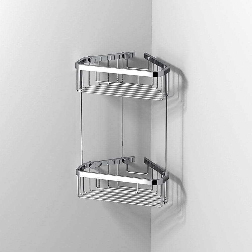 Origins Living Bathroom Accessories 195 x 304 x 195mm Double Corner Shower Basket Chrome