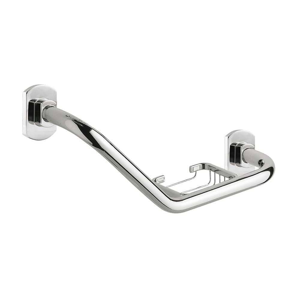 Edera Angled Grab Bar with Basket Chrome - Hyperion Tiles