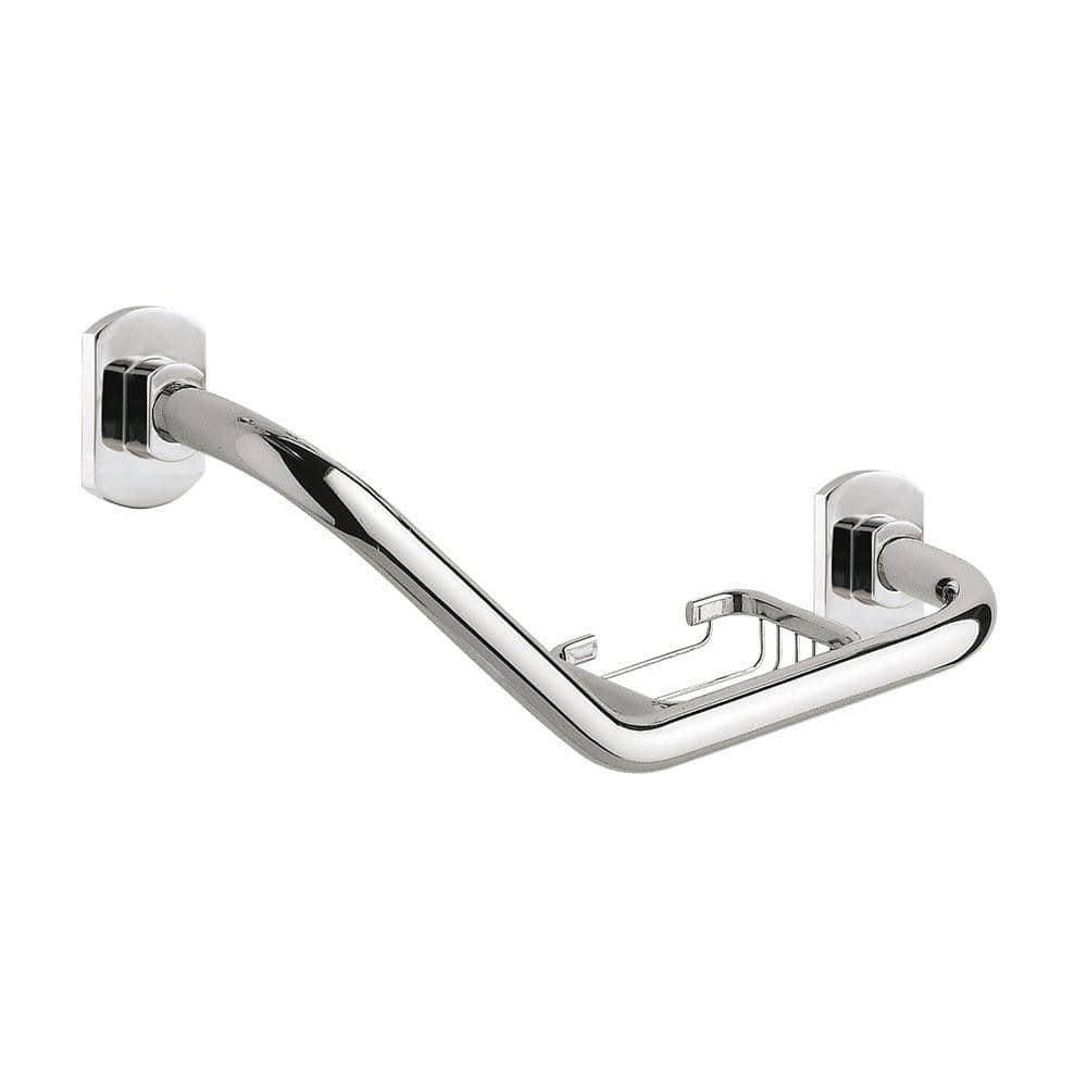 Edera Angled Grab Bar with Basket Chrome - Hyperion Tiles
