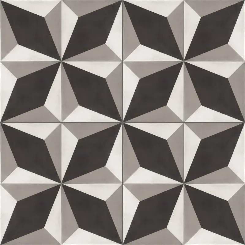 Encaustic Cement Black Grey Diamond - Hyperion Tiles