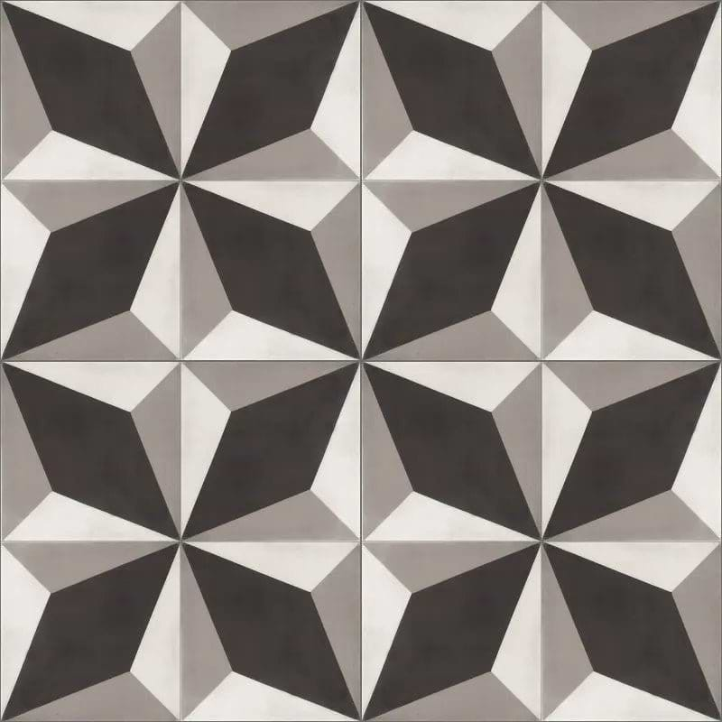 Encaustic Cement Black Grey Diamond - Hyperion Tiles