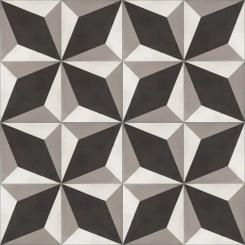 Encaustic Cement Black Grey Diamond - Hyperion Tiles