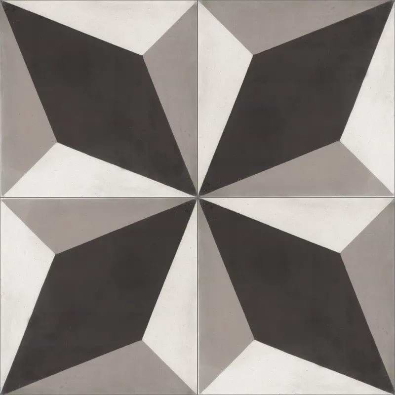 Encaustic Cement Black Grey Diamond - Hyperion Tiles