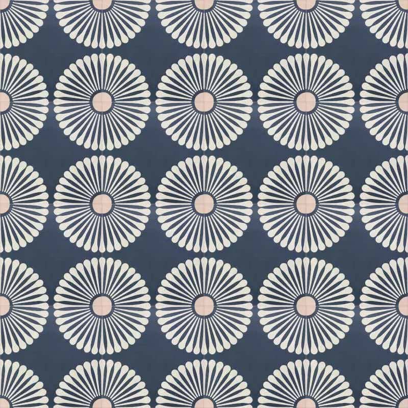 Encaustic Cement Blue Daisy - Hyperion Tiles