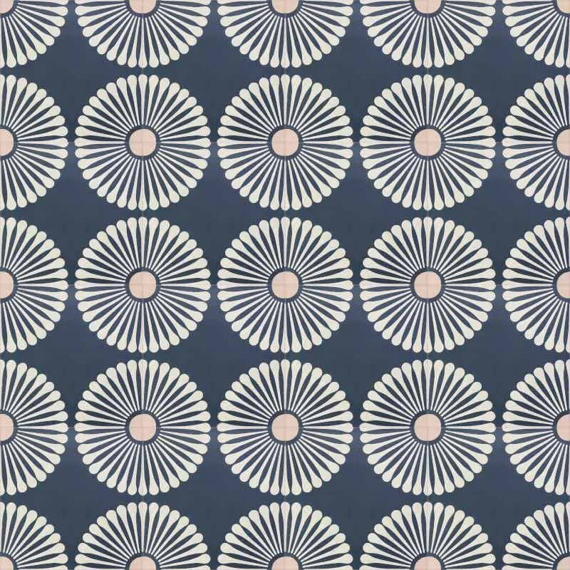 Encaustic Cement Blue Daisy - Hyperion Tiles