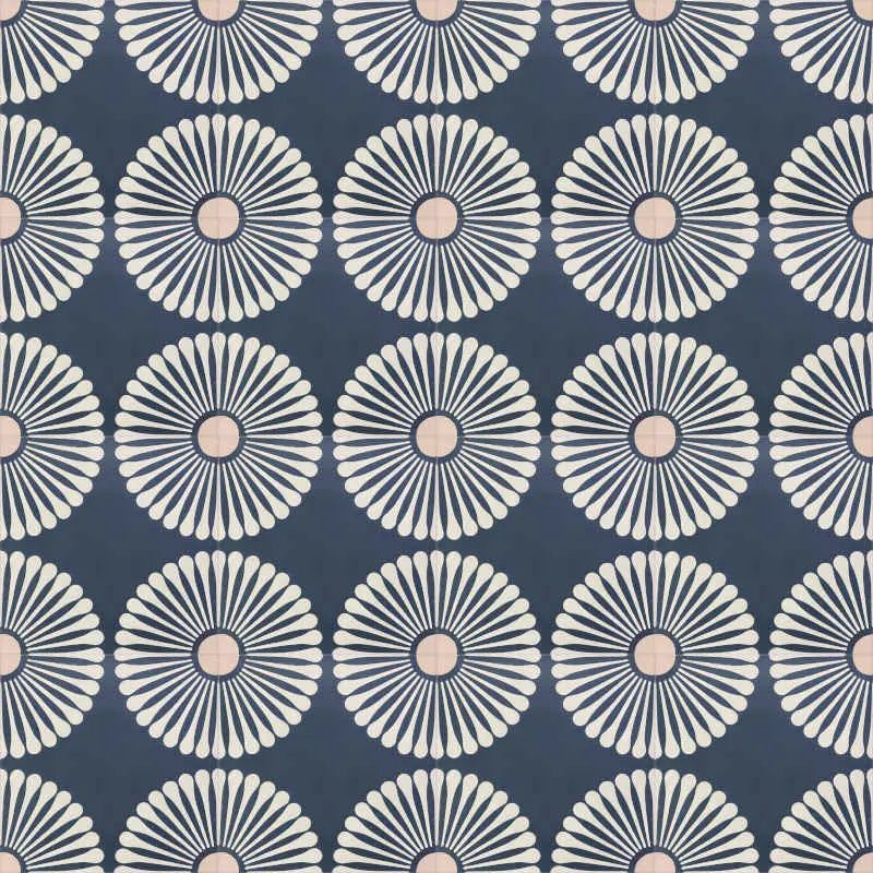 Encaustic Cement Blue Daisy - Hyperion Tiles