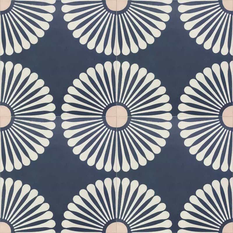 Encaustic Cement Blue Daisy - Hyperion Tiles