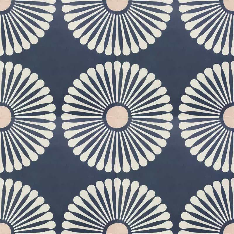 Encaustic Cement Blue Daisy - Hyperion Tiles