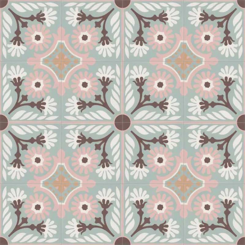Encaustic Cement Cabana Flamingo Tree Blue - Hyperion Tiles