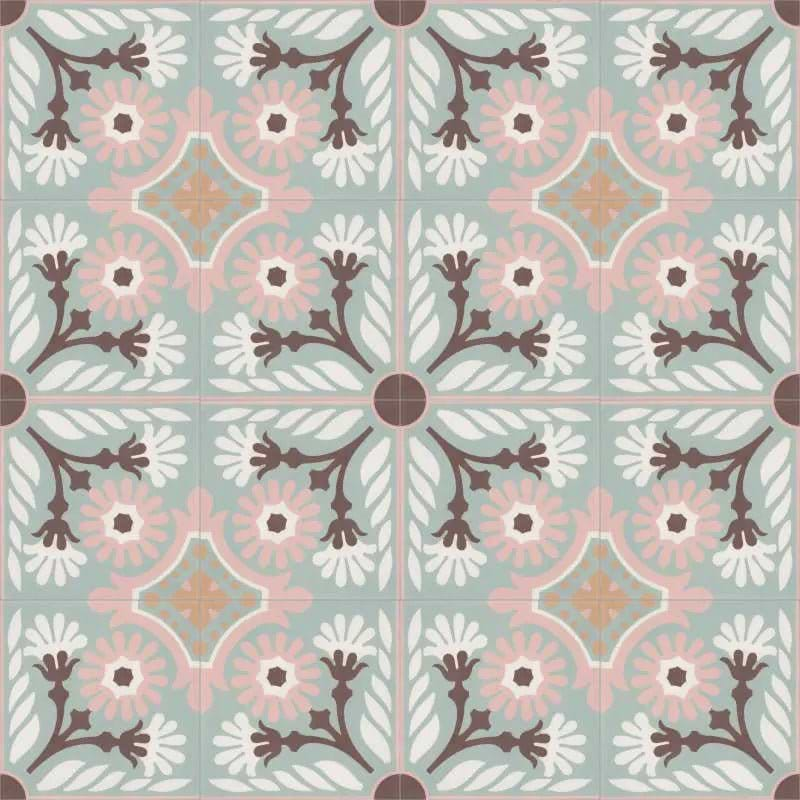 Encaustic Cement Cabana Flamingo Tree Blue - Hyperion Tiles