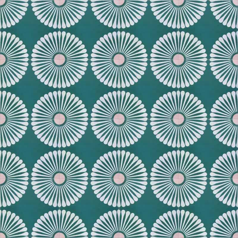 Encaustic Cement Green Daisy - Hyperion Tiles