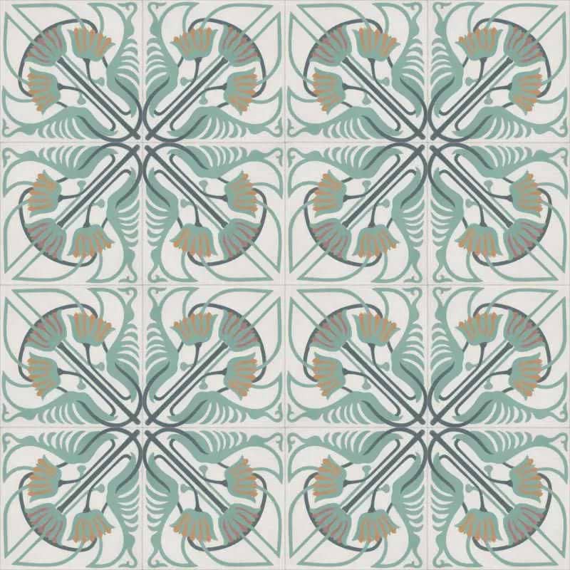 Encaustic Cement Jungle Bliss White - Hyperion Tiles