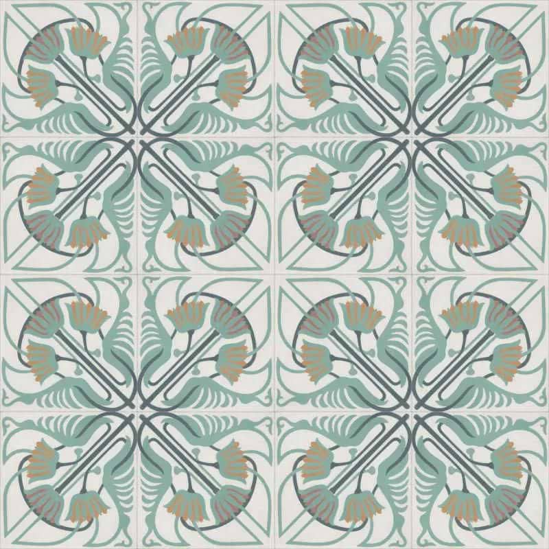 Encaustic Cement Jungle Bliss White - Hyperion Tiles