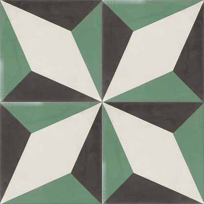 Encaustic Cement White Green Diamond - Hyperion Tiles