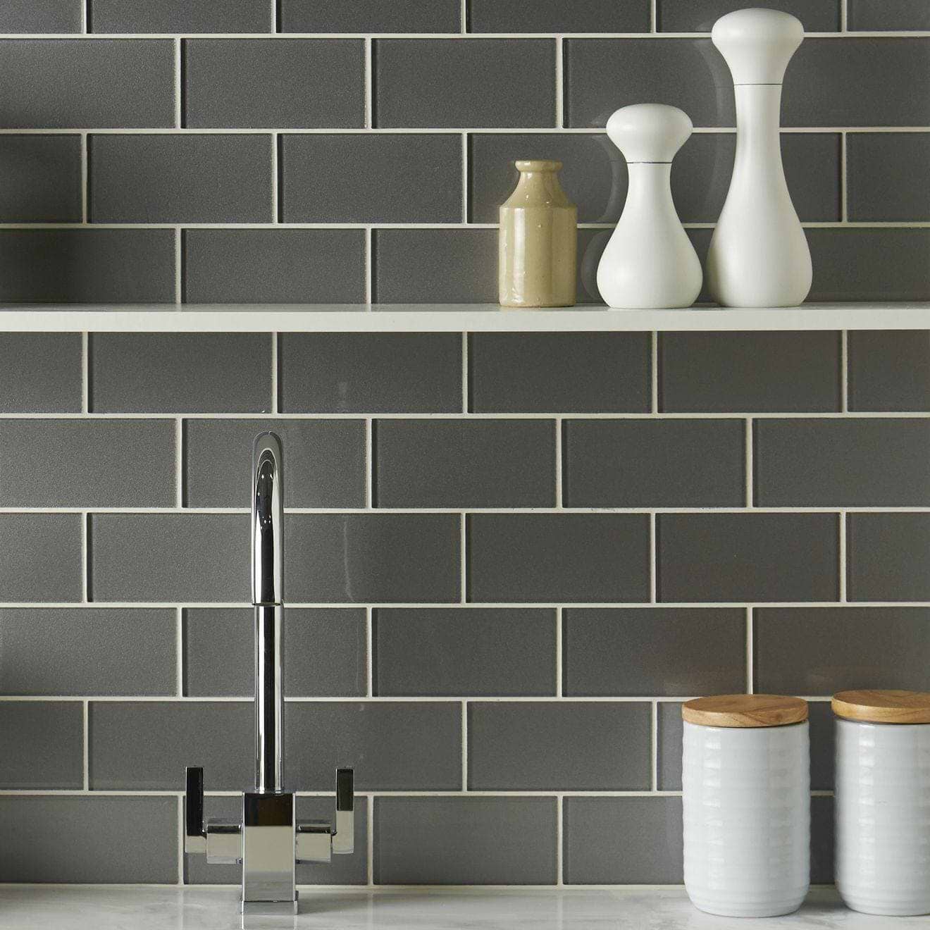Original Style Tiles - Glass 152 x 75 x 6mm Erebos Metallica Brick