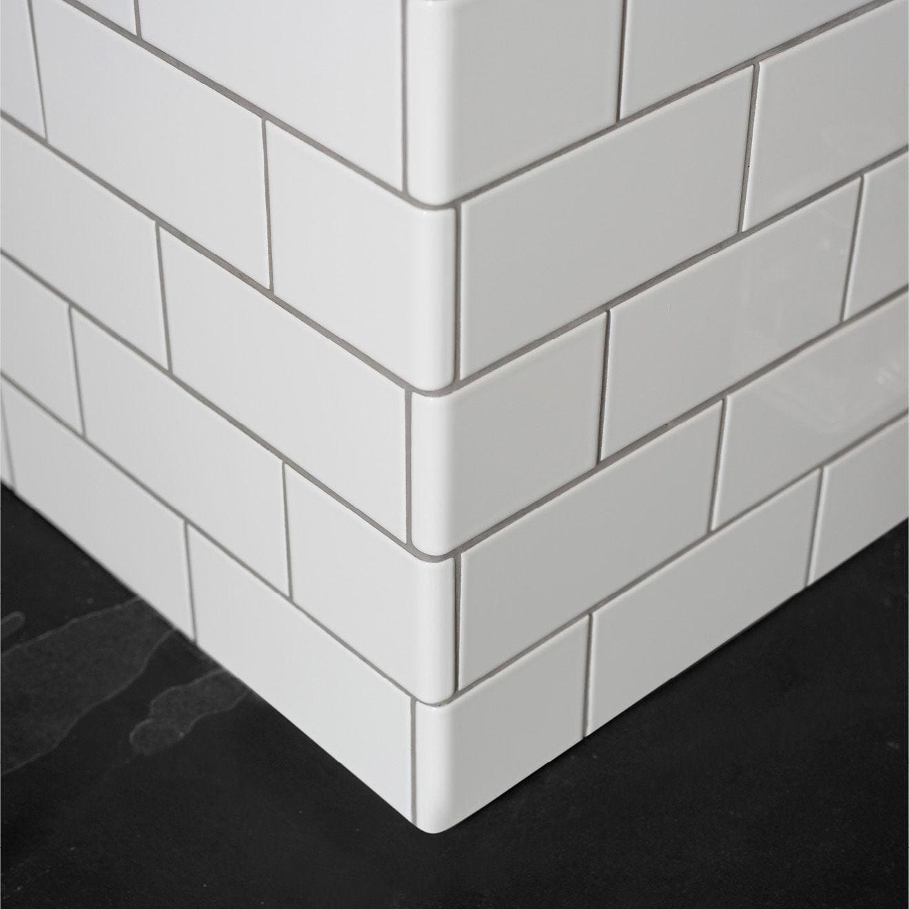 External Half Tile Wrapping Piece Brilliant White - Hyperion Tiles