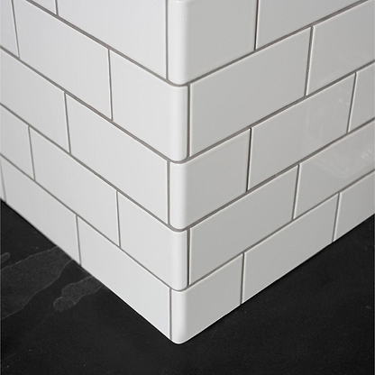External Half Tile Wrapping Piece Brilliant White - Hyperion Tiles