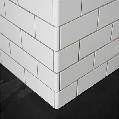 Original Style Tiles - Ceramic 90 x 75mm - Per Piece External Half Tile Wrapping Piece Brilliant White